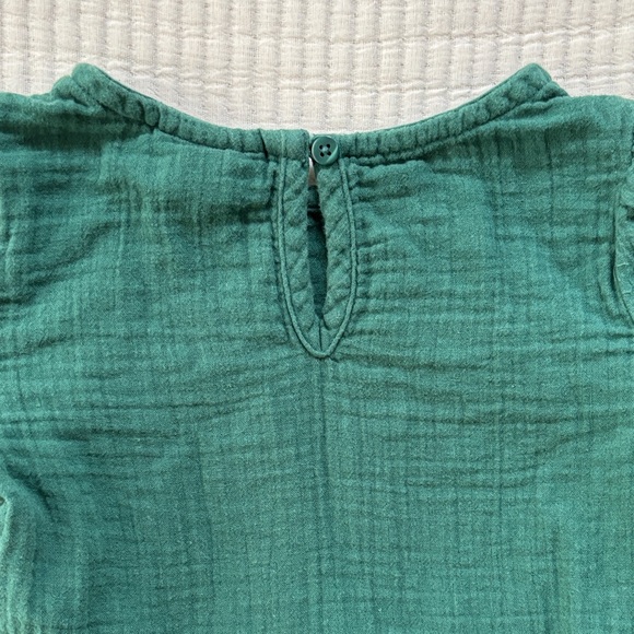 Cat & Jack Girls Dress In Forest Green with Floral Embroidered Designed Sleeves - Picture 6 of 8